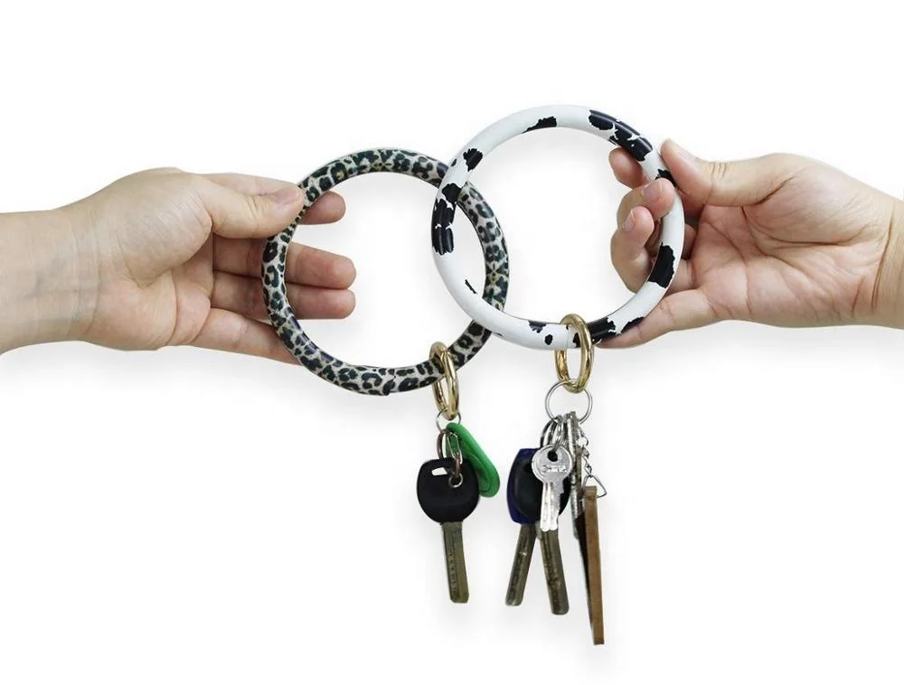 
Wholesale Rainbow Keychain Leather Bracelet Keychain for women 