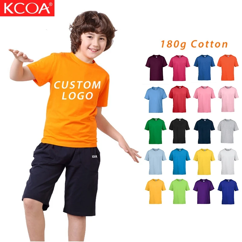 

KCOA 100% Cotton Plain Children's T-shirts Custom Print Kids T Shirts For Boys and Girls