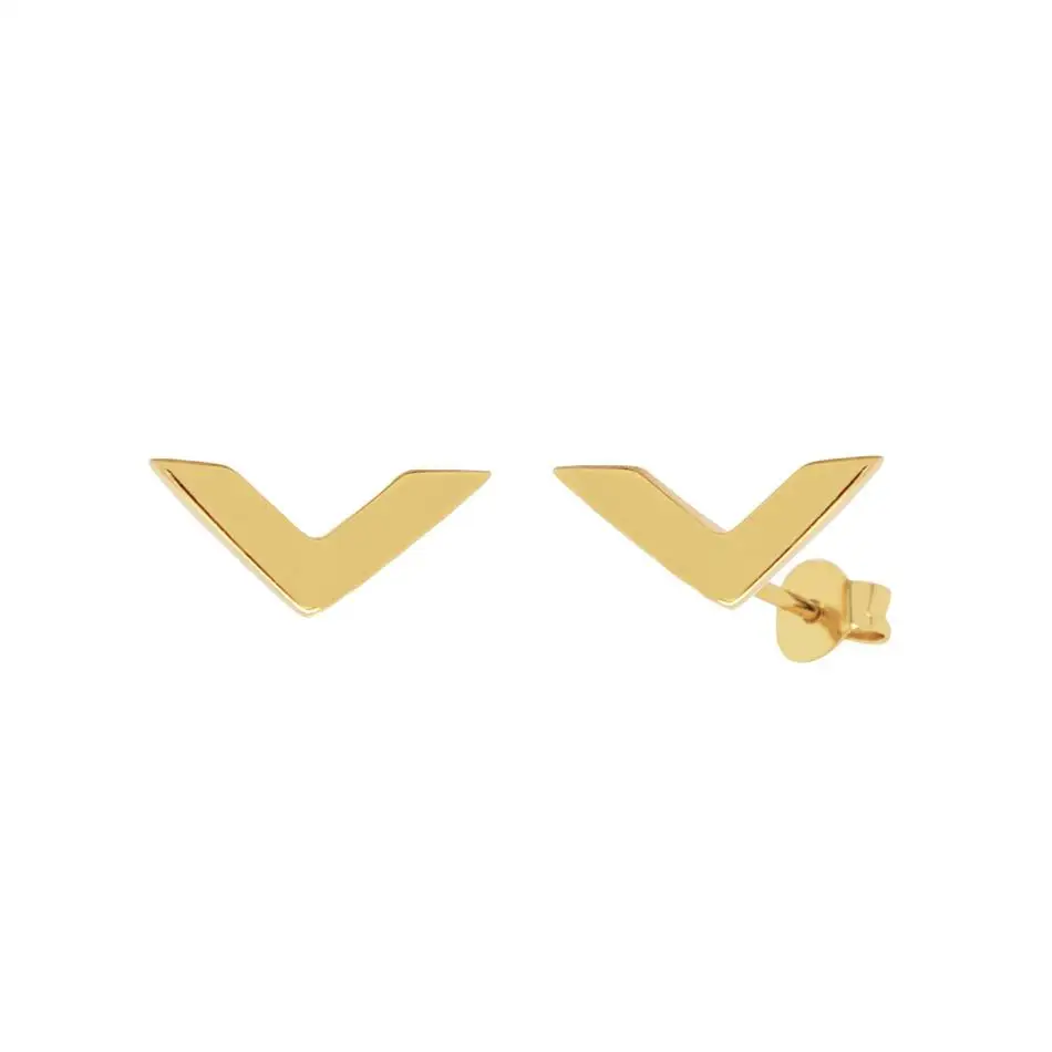 

Minimalist Jewelry 925 Sterling Silver Earrings For Women 18k Gold Plated Mini Chevron Stud Earrings