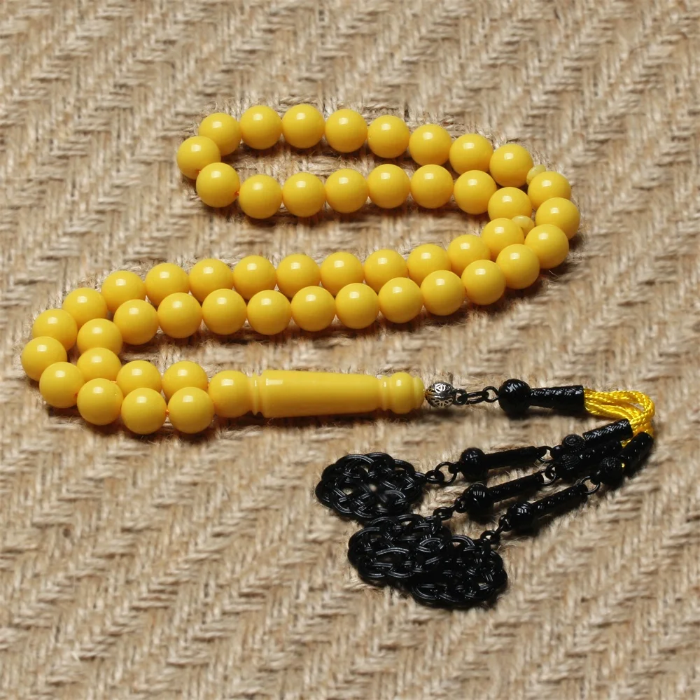

Muslim tasbih islamic religious Meditation product Prayer Beads necklaces Yellow amber Beads Jewelry rosary subha misbaha
