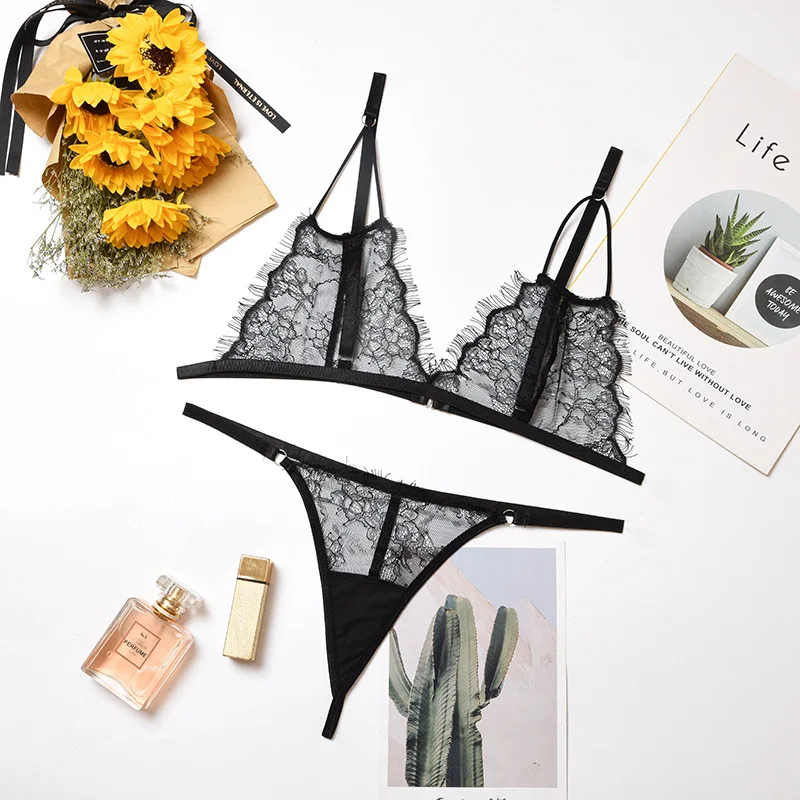 时尚性感轻便透气内衣套装女士文胸套装涤纶蕾丝内衣内裤绷带晚装