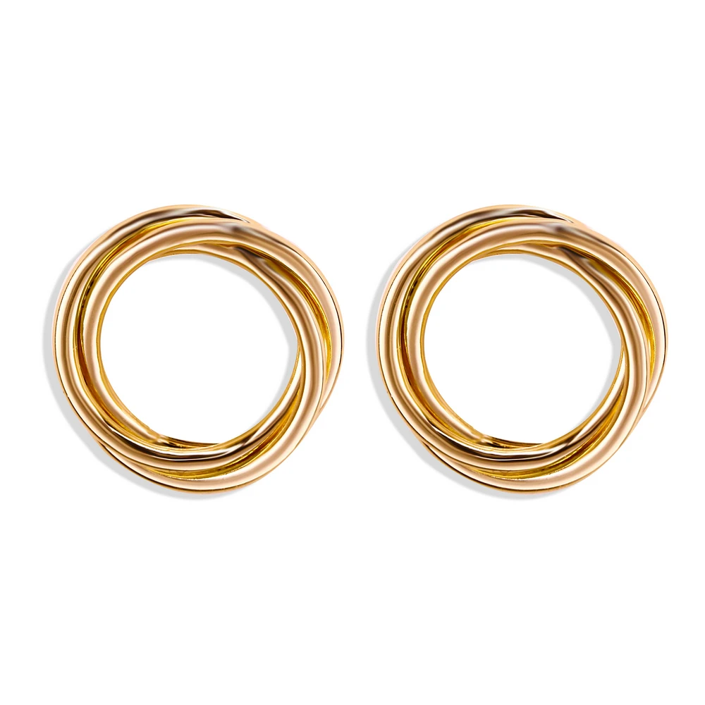 

5061 Gold Plated Jewelry Wholesale 2021 Amazon Shein Styles Spiral Golden Brass Stud Earring