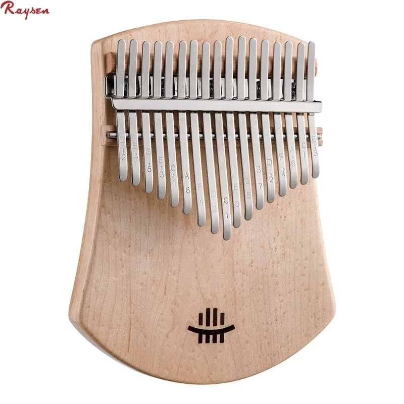 

New Fan shape plate kalimba 17 key solid thumb piano maple sapele Hluru, Natural