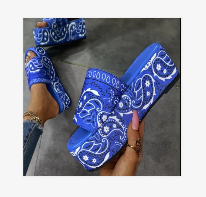 

CS041Wholsale women's bandana sandals height Increasing wedge fashion trend sandals 2022 women, Picture shown