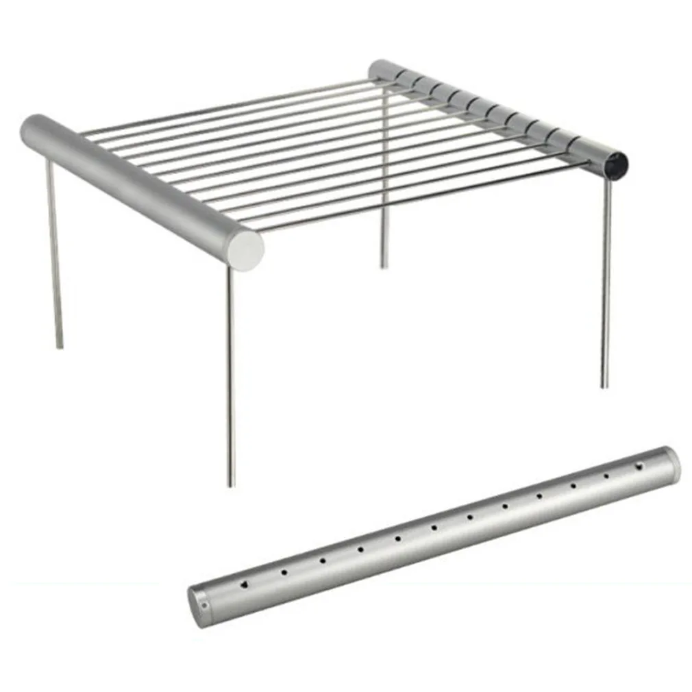 

Outdoor Portable Barbecue Tube Stainless Steel Folding Camping Grill Basket Rack