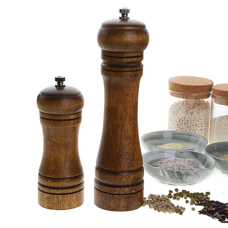 Wholesale Handmade Manual Wood Spice Salt Shaker Premium Wooden Salt/Pepper Grinder&Wooden Pepper Mill