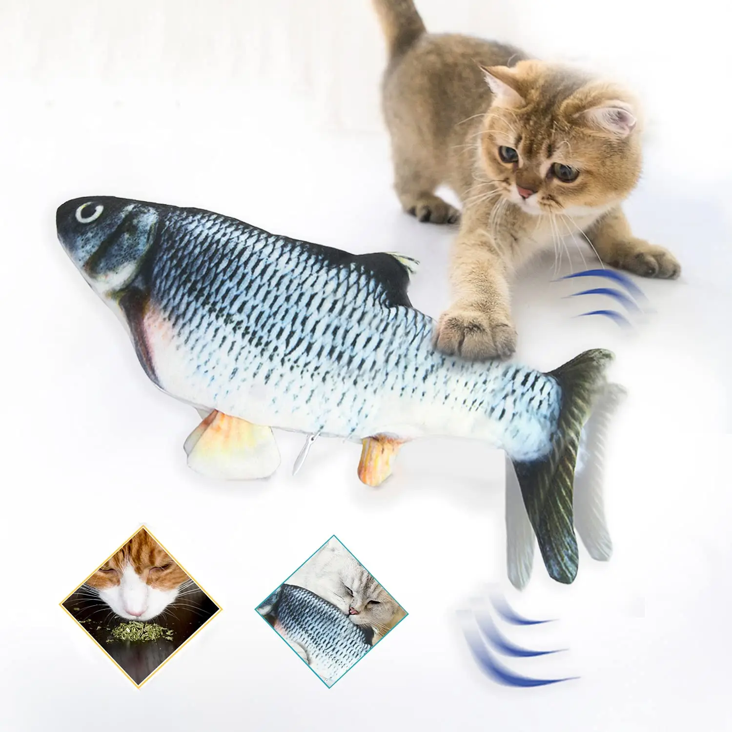 

Fish Shaped Toy Kids Interesting Toys USB Charge 3D Interactive Moving nip Plush Flopping Kicker Fish Toy