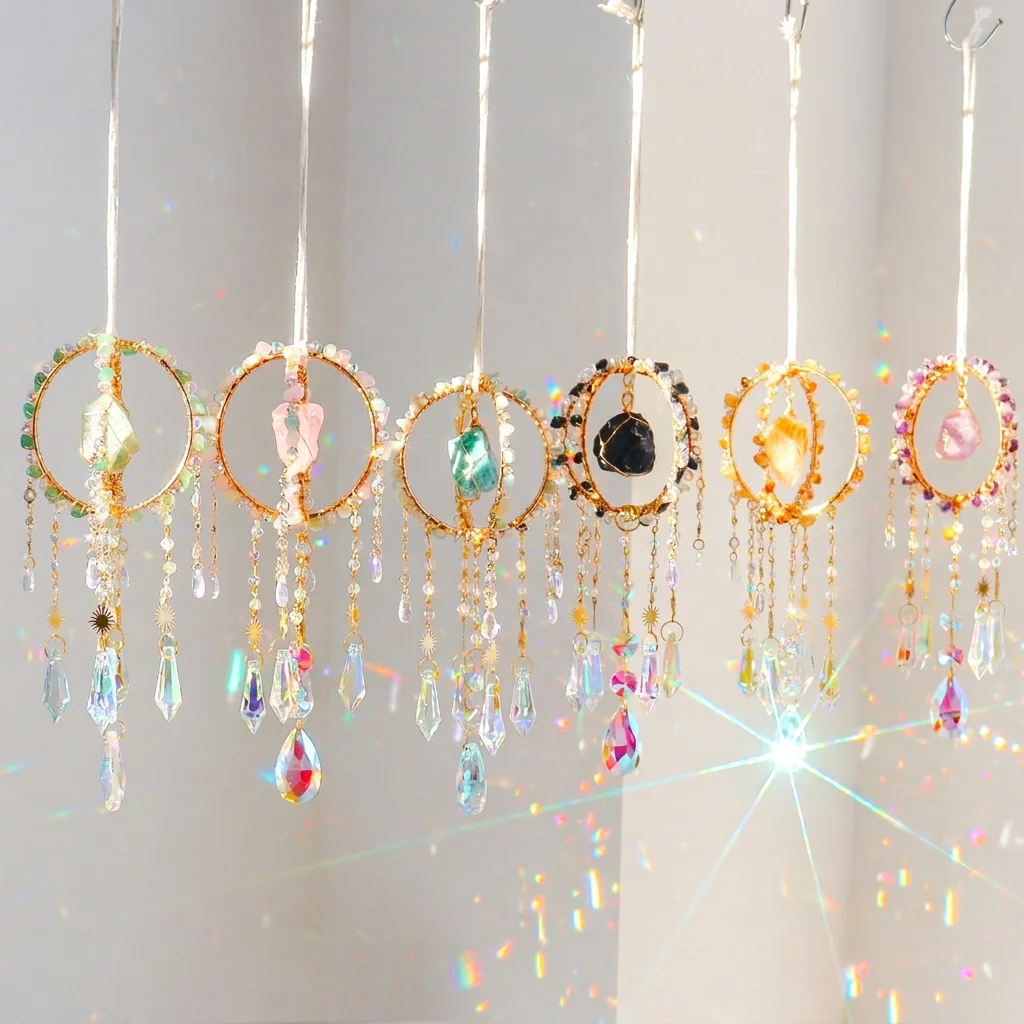 Wholesale  Hot Selling  Crystal Sun Catcher Round Cage Suncatcher Amethyst  Suncatcher Super Handcrafts Home Decor