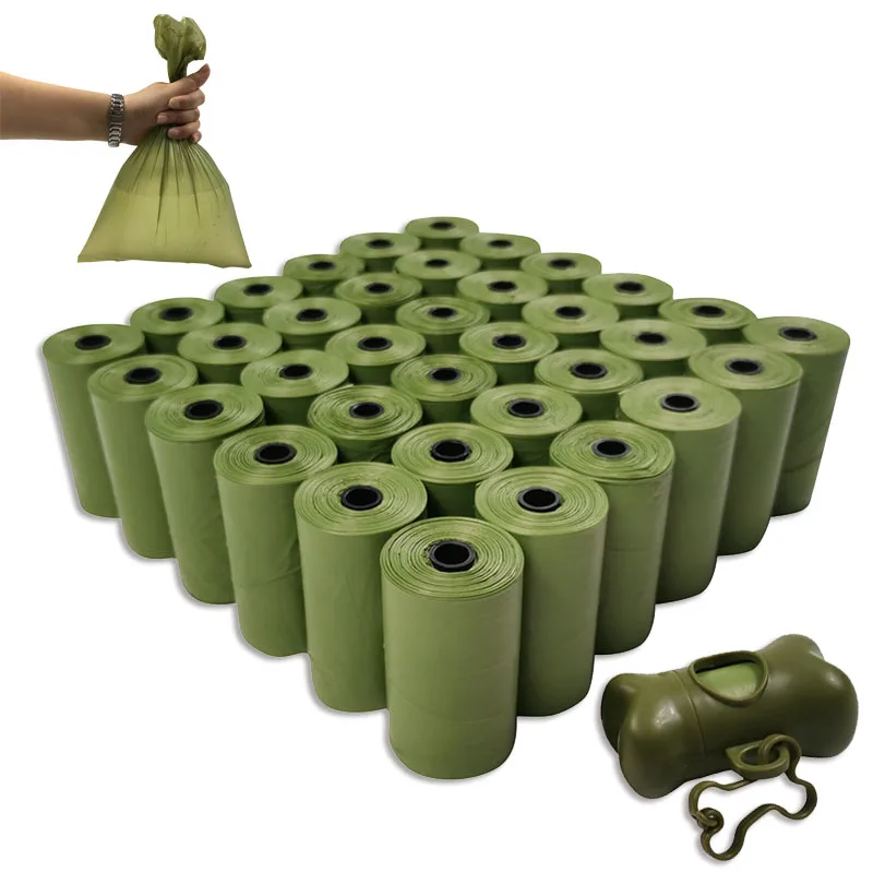 

Wholesale Thicken Unscented Green Biodegradable Eco Friendly Pet Doggie Dog Waste Poop Bag Custom Printed With Dispenser