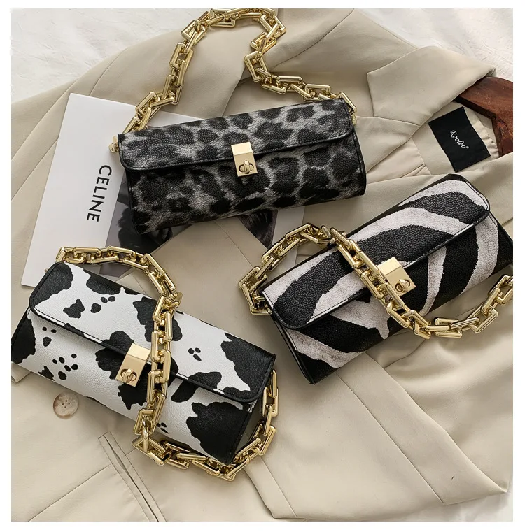 

Women Famous Brand Cow Pattern Shoulder Bag Fashionable Handbag Cute Chain Handbags Wholesale 2021 Designer Bags Luxury Handbags