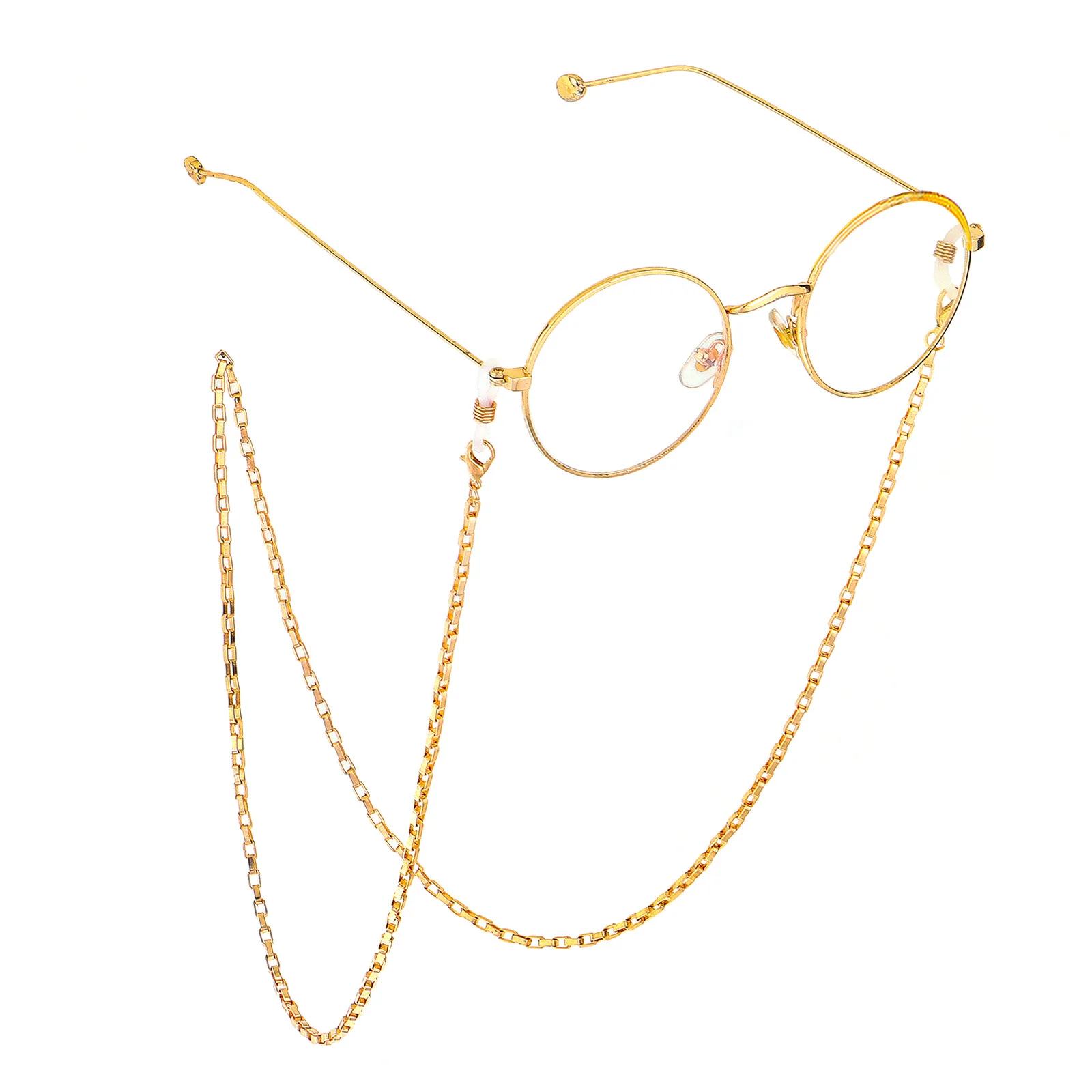 

Men Women Unisex New Arrived Gold Plated BOX Chain Metal Eyeglasses Sunglasses Necklace Glasses Strap Holder Chains, Gold,silver