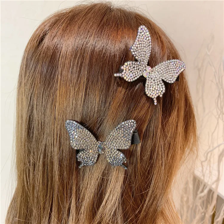 

Pinza Para El Cabello Hot Selling Bling Full Diamond Butterfly Hairpin Rhinestone Crystal Butterfly Hair Clip