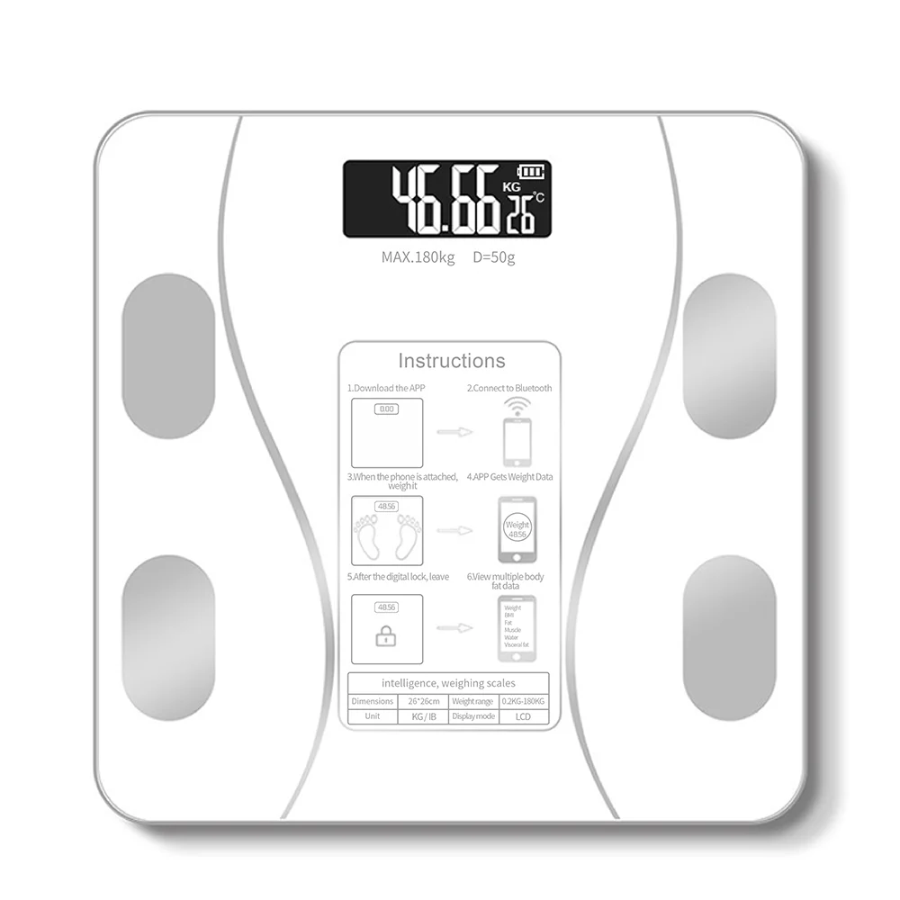 

Smart Body Fat Scale LED Digital BMI Weight Monitor Health Analyzer Fitness Lose Weight Tools Scale, Black/pink/white