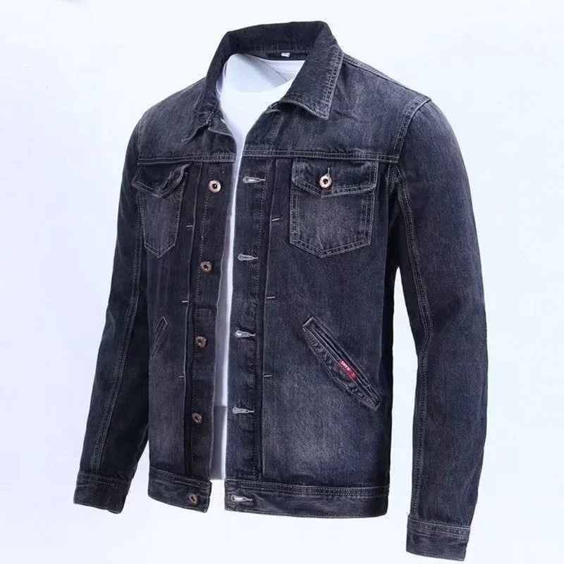 Spring and Fall Retro Denim Jacket Men's Fashion Brand Handsome Cargo Jacket Korean Version Slim Casual Wear Clothes