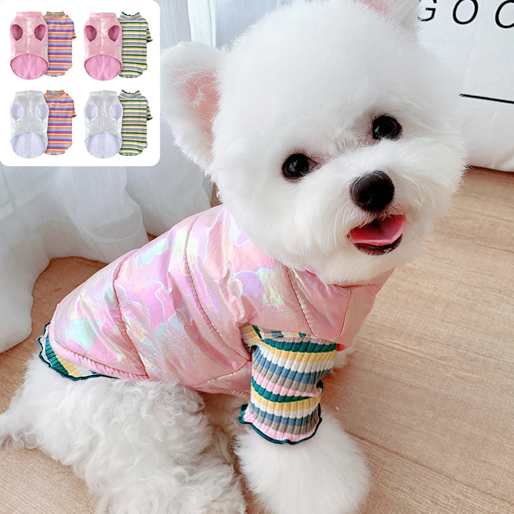 

Winter Warm Dog Cat Coat knitting Shirt Set Soft Sweater For Small Medium Dogs Cats Cute Pink Vest Chihuahua Pet Clothes Perros