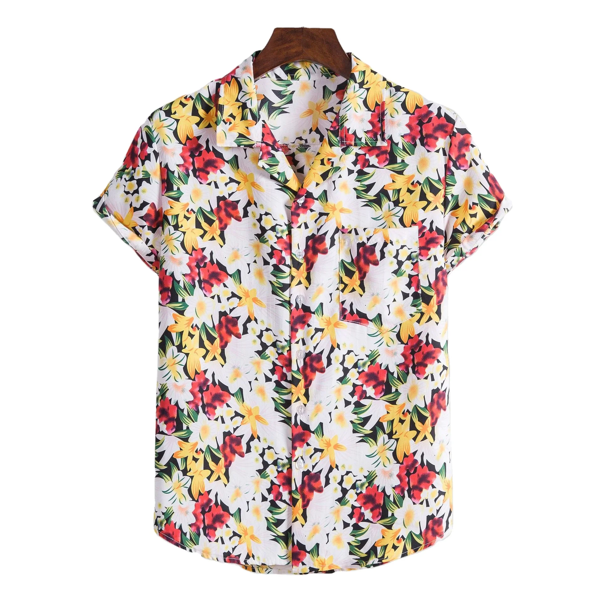 

Summer new men's short-sleeved shirt floral casual large shirt temperament commuting