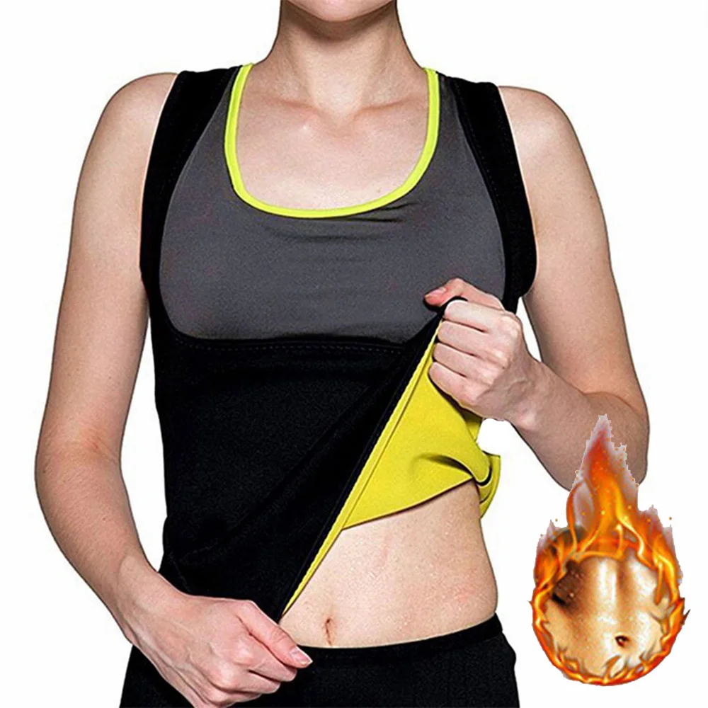 

Women Suit Sauna Shirt Neoprene Sweat Shaper Slimming Vest Shapewear Fat Burner Super Stretch Control Black