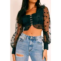 

new elegant design sexy transparent blouse 2020 ladies crop top mesh tops for women