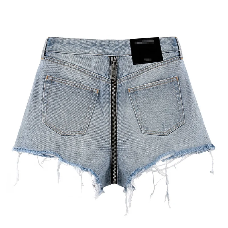 

Rip Jean Short Women Sexy 2021 Stylish Zipper Wide Leg Vintage Denim Ripped Shorts Korean Cut Up Jean Shorts, Light blue