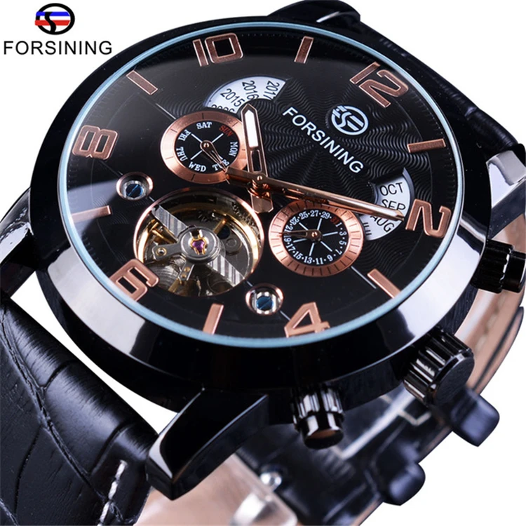 

Forsining Golden Bezel Tourbillion Men Watch Fashion Self Winding Automatic Wrist Watch Male Clock Top Brand Mechanical Luxury