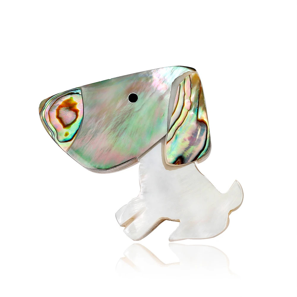 

Cute White Colour Dog Brooches for Women Animal Natural Shell Brooch Pins Jewelry Accessories Gifts