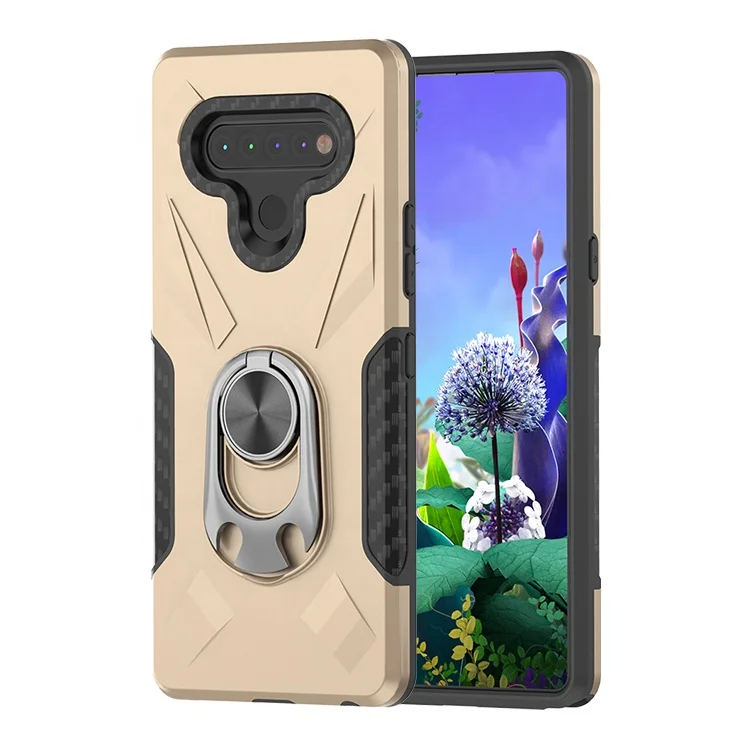 

2020 Hot Selling Products Soft TPU Hard PC Dual Layer Metal Ring Kickstand Cell Phone Case for LG K51/Stylo 6, Multi colors