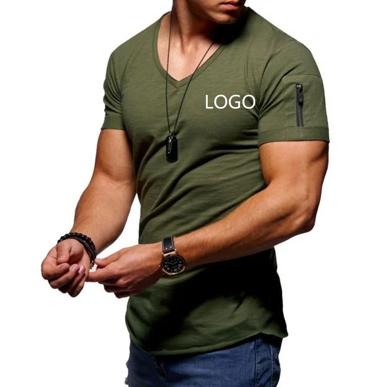 

New Arrival Slim Fit Oem T-Shirt Fashion Design Gym Men Shirt V Neck Short Sleeve For Wholesale CustomT-Shirts