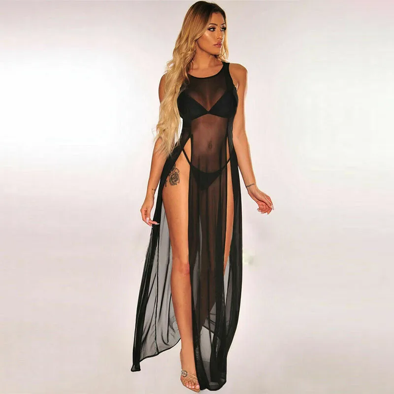 

High Split Transparent Sexy Nightdress Robes Women Sexy Lingerie