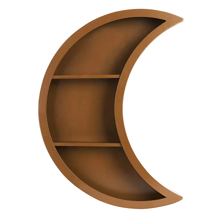 
factory direct sale solid wood hanging moon wall mounted shelf display home decor 