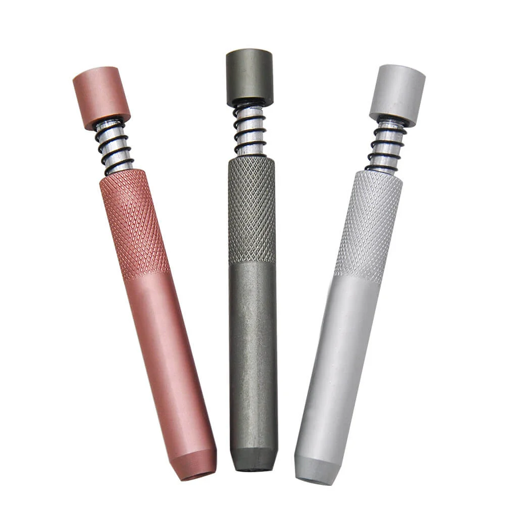 

78mm Self-cleaning Spring Metal One Hitter Pipe Smoking Pipe One Hitter Bat Tube Dugout Pipe Wholesale, Customized colors