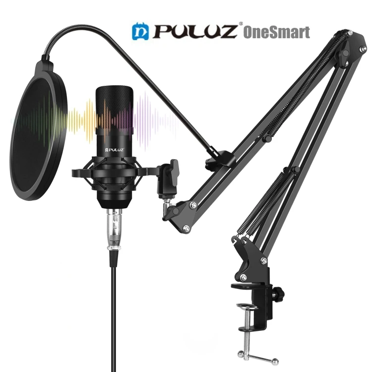 

PULUZ Condenser Studio Microphone Broadcast Shock Mount Professional Singing MIC Microphone Kits with Arm USB Sound Card