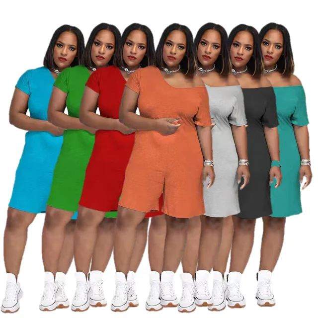 

Summer Fashion Solid Color Plus Size Zipper Pocket Loose Women Casual One Piece Shorts Jumpsuit Ladies V-neck jumpsuit