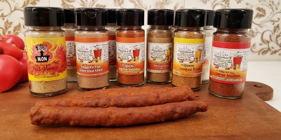 Well-labeled spice jars stored neatly in a kitchen shelf
