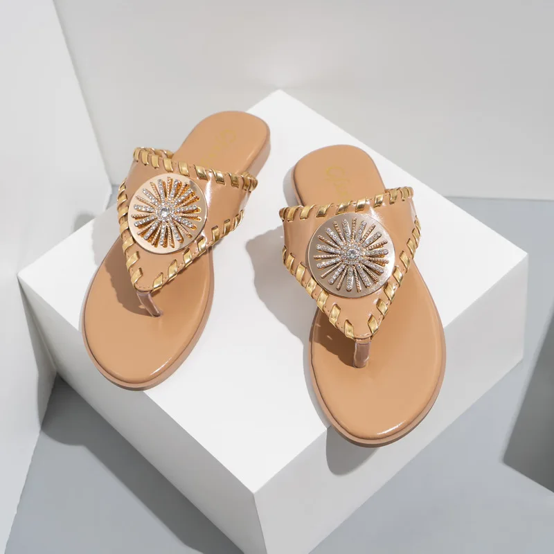 

Summer Luxury Beach Pu Flip-flops Flat Slippers Sandals For Women