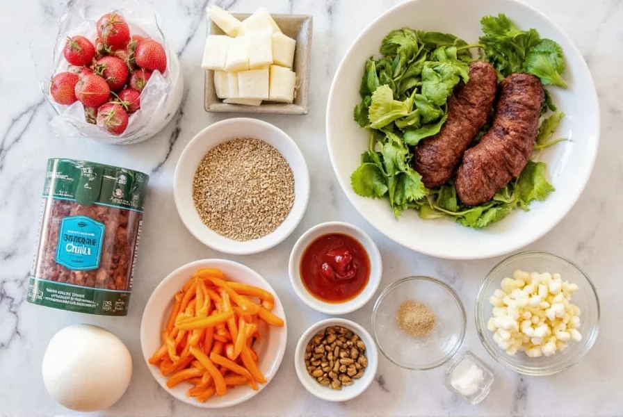 Steak n shake chili recipe ingredients laid out on counter