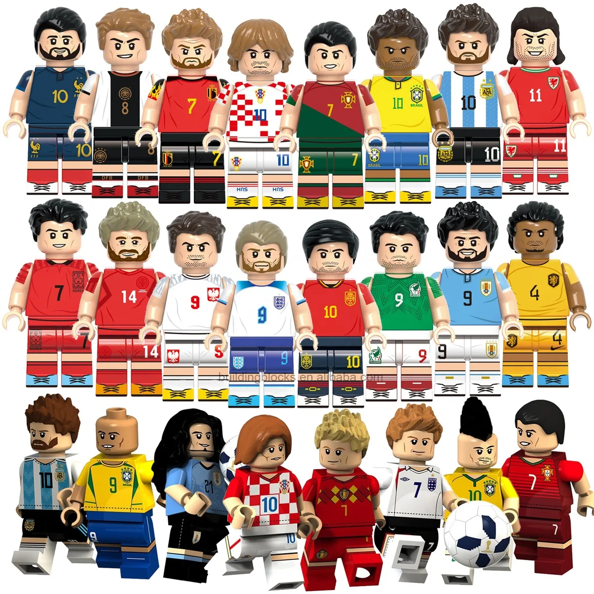 

G0103 G0104 XT1003 New Famous Sport Football Player Neymar Messi Ronaldo Suarez Character Mini Block Figure Plastic Toy