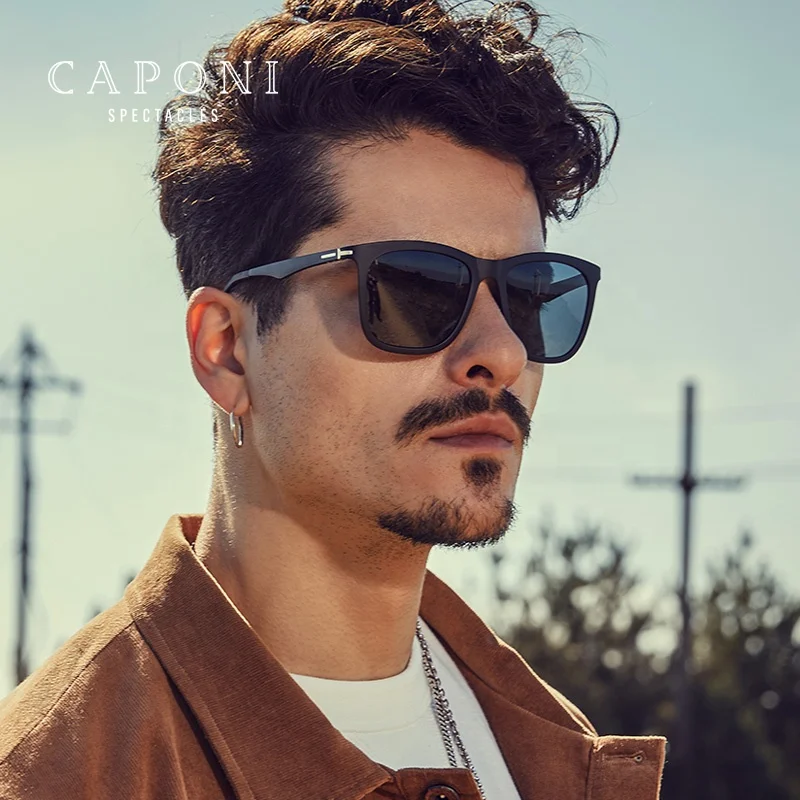

CAPONI Colorful 17g Light Weight Men Sunglasses TR90 And Alloy Flexible Frame TAC UV400 Polarized Lens Gafas De Sol Hombre