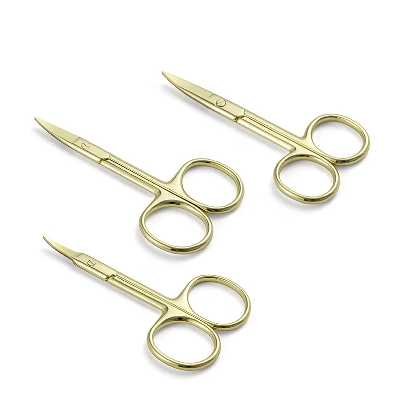 

Eliter Amazon Hot Sell In Stock Golden Stainless Steel Nail Scissor Manicure Scissors For Cuticle Scissor Curve