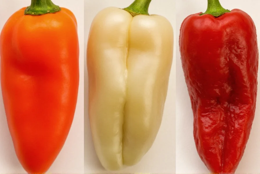 Close-up comparison of habanero, ghost pepper, and Carolina Reaper varieties showing distinctive shapes and colors