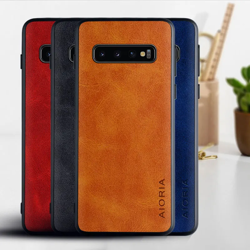 

Classic Leather Case Back Cover For Samsung Galaxy S10 S10e Plus 5G Simple Design High Quality