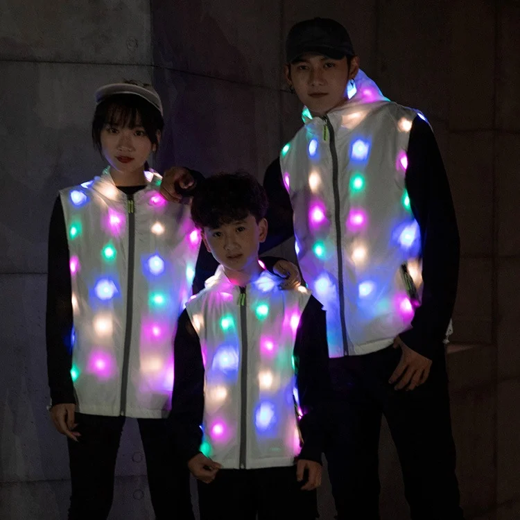 

Custom LED dance wear Luminous Clothes Colorful Lighting Costume Washable LED flash vest