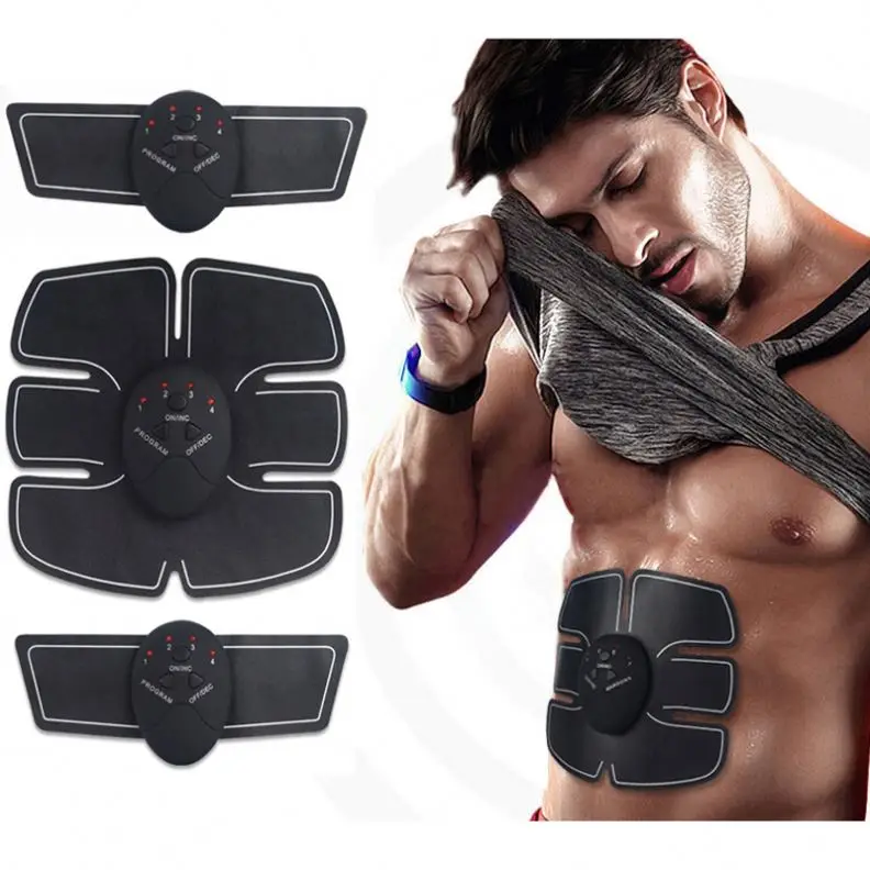 

Electric Abdominal wireless abs fitness bodybuilding Muscle Body shaper Massager Six Pads Wireless EMS Muscle Stimulator, Black/customized