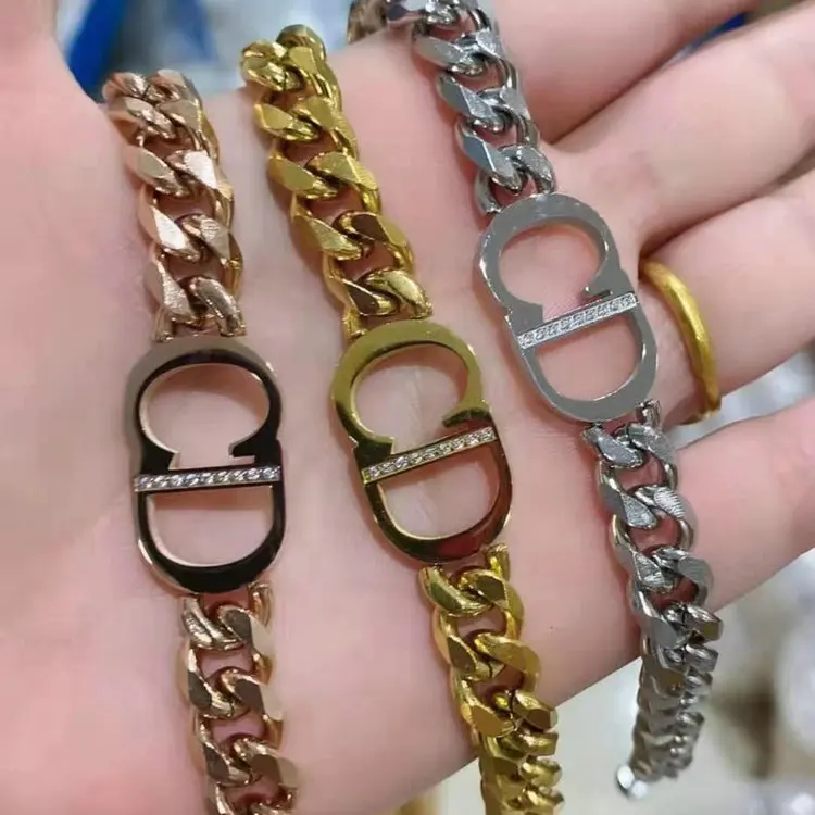 

Fashionable European and American Punk Style Charm Personalized Steel Ankle Positive CD Letter Chain Bangle Bracelet, Silver,gold,rose gold
