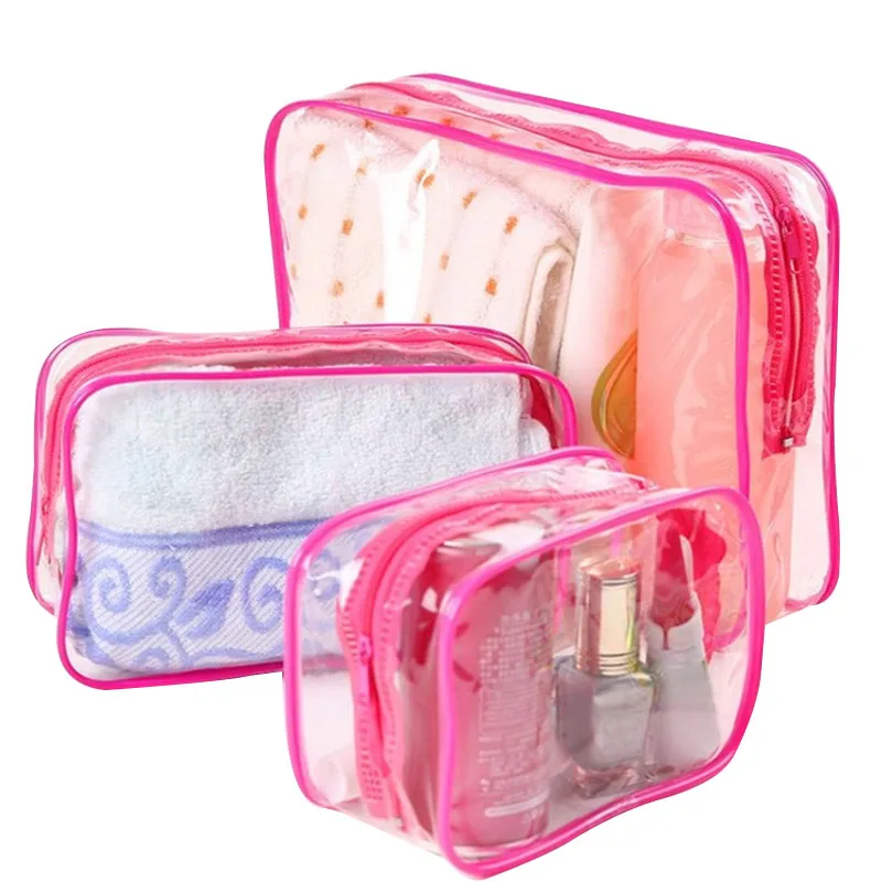 

PVC Trousse De Maquillage Dustproof And Waterproof Clear Zipper 3pcs Makeup Bags For Women Travel Toiletry Bathroom Cosmetic Bag