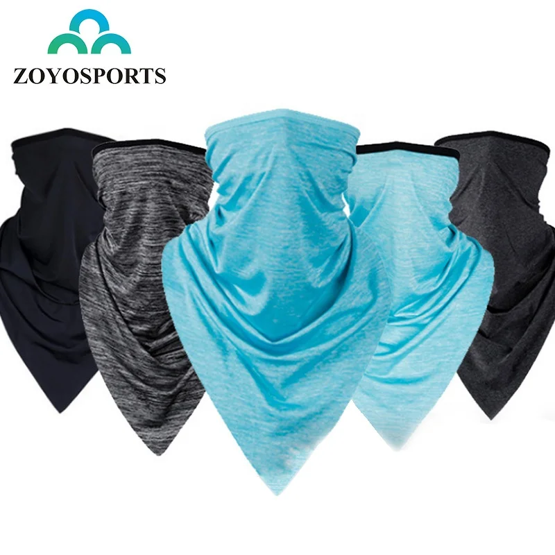 

ZOYOSPORTS Cycling Running Scarf Triangle Bike Bicycle Bandana Ice Fabric Breathable Riding Scarves Sport Headband, Black ,blue,gray ,dark gray