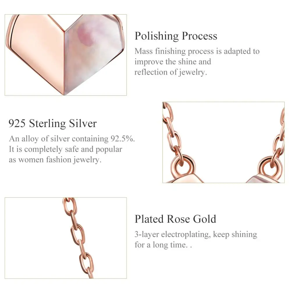
Stylish simple jewelry sterling silver heart necklace S925 rose gold heart necklace 