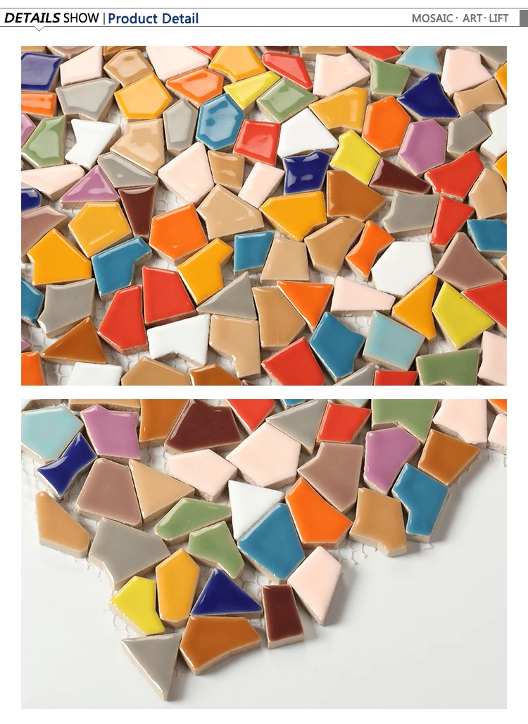 Modern style colorful ceramic irregular shape mosaic tile for outdoor garden decoration