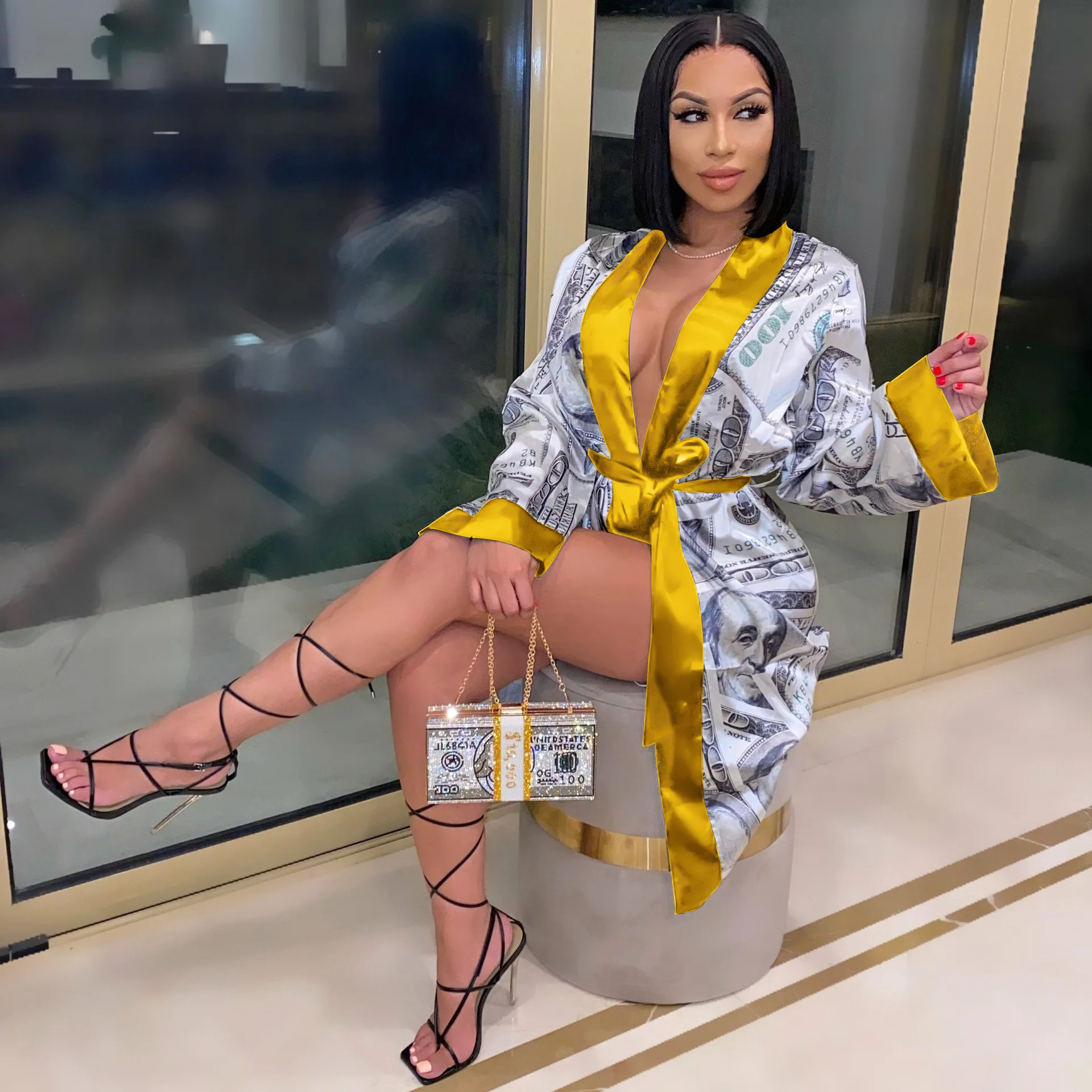 

Designer silk satin women Bathrobe pajamas pure pajamas silk pajamas