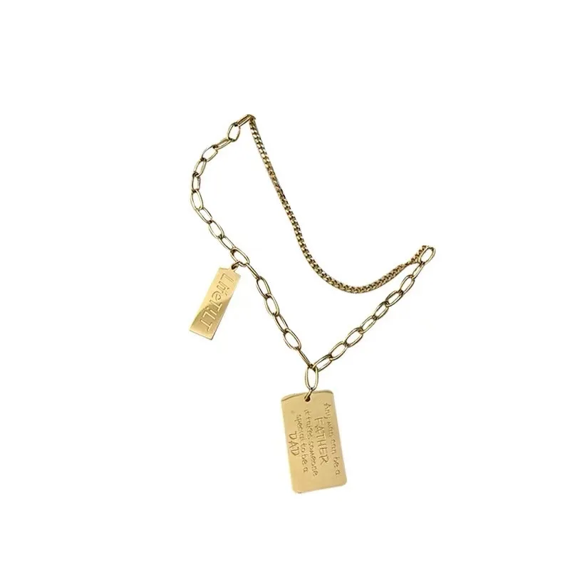 

Fashion Classic Double-Layer Square Pendant Long Chain Necklace Simple Sweater Chain For Women Casual Daily Jewelry Gift