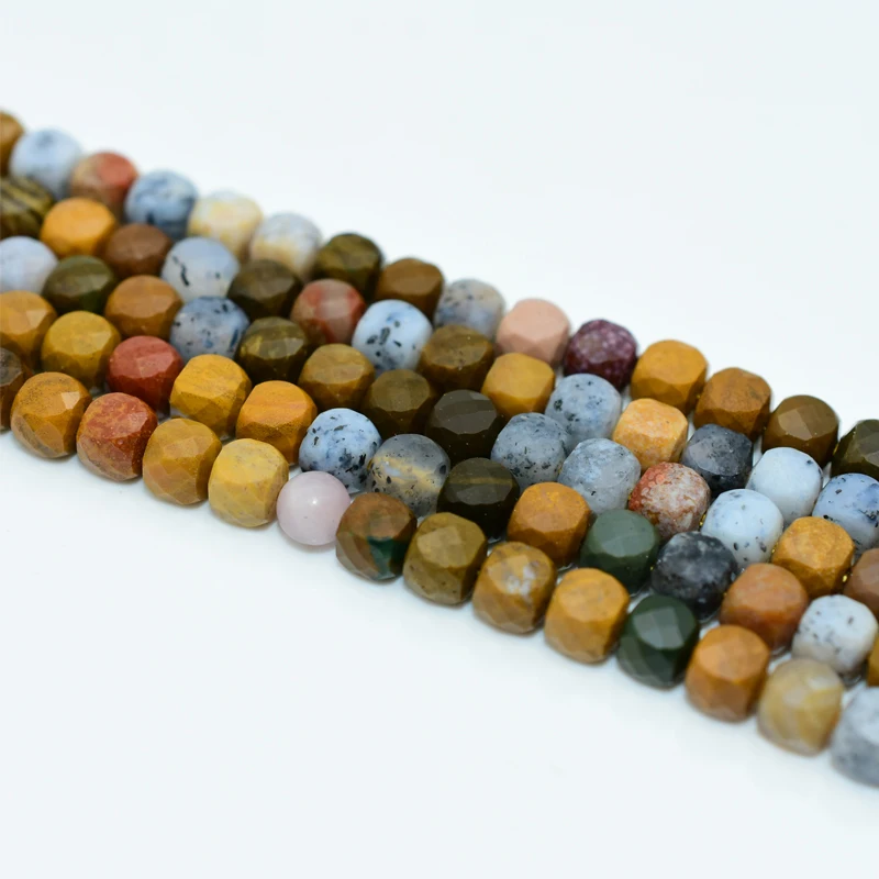 

5*5mm High Quality Natural Faceted Ocean Jasper Beads For Jewelry Making